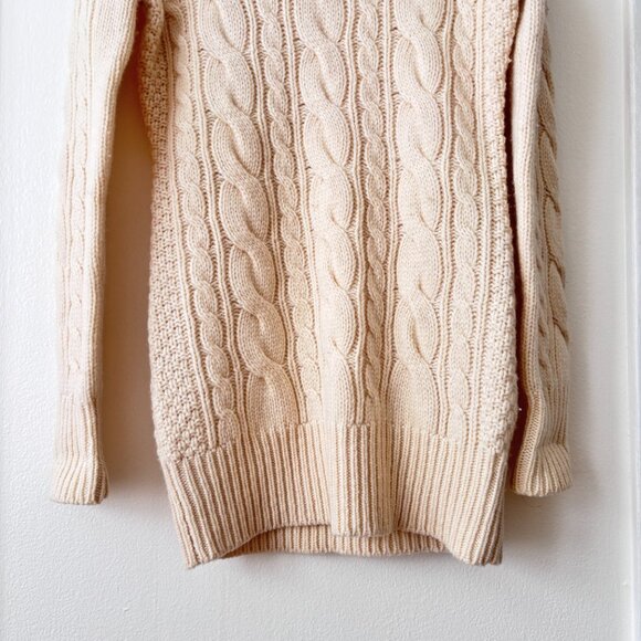 L.K. Bennett Cream Cable Knit Cowl Neck Lambswool Sweater - Picture 4 of 7
